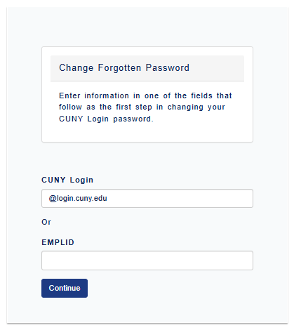 Change Forgotten Password page