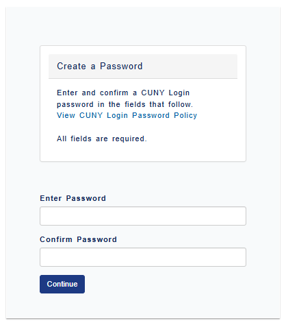 Create a Password page